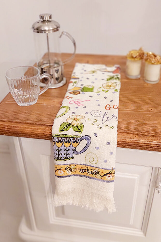 Printed Towel | 40X60 cm Hand and Face Towel Set | Kitchen Towel | Wooden Base