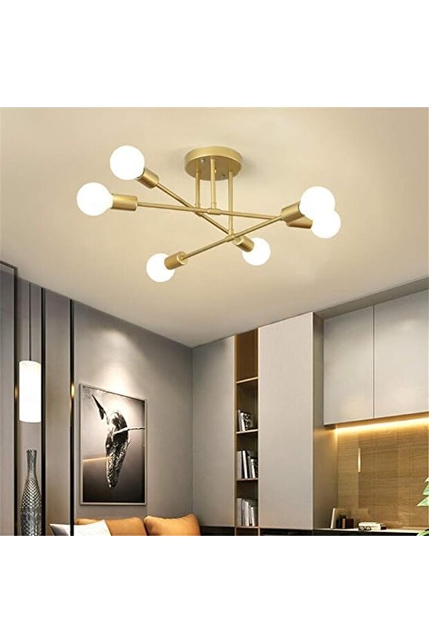 A F N LIGHTINGS Industrial Ceiling Light Fixture 6 Lights Sputnik Chandeliers with Adjustable Arms