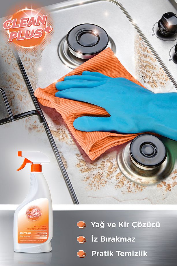 Clean Plus+ Yağ ve Kir Çözücü Ultra Güçlü Mutfak Temizleyici 750 ml - 3