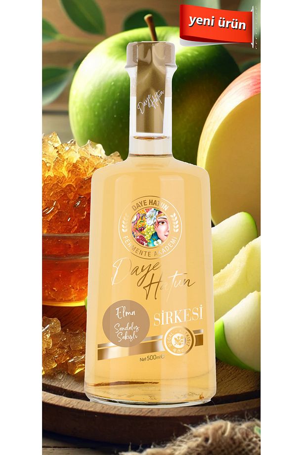 Sandaloz Sakızlı Elma Sirkesi/Apple Cider Vinegar with Sandaloz Gum (Canlı Sirke / Nat. F. / 500 Ml) - 1