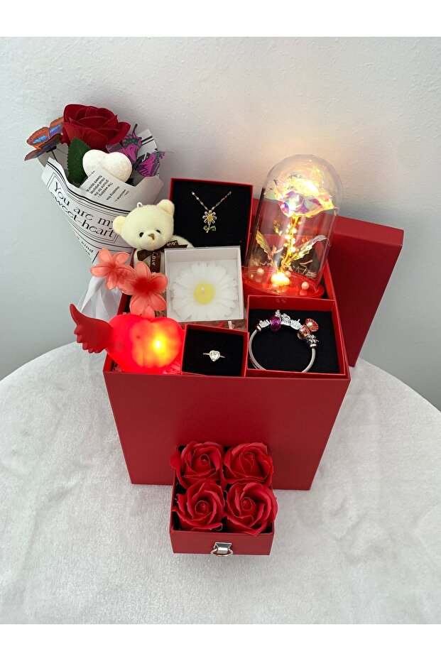 PRİYA JEWELERY Sevgililer Günü, Çekmeceli Kare Hediye Kutusu, Sevgiliye Ve Arkadaşa Hediye Kutu, Love Kutu