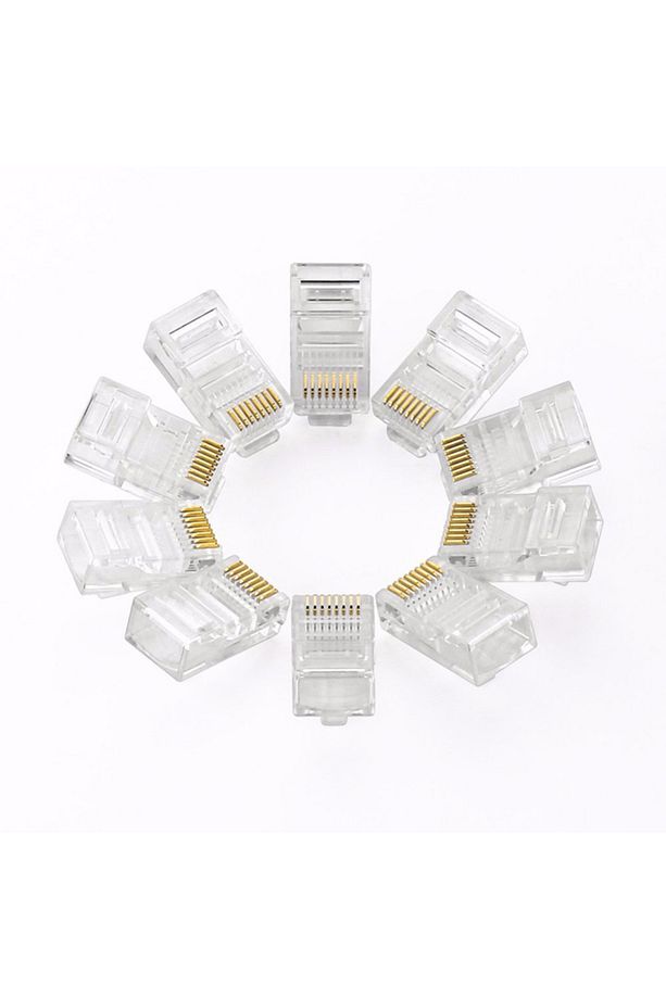 100 Adet - RJ45 Konnektör Network Cat5 Cat6 Jak Jack Ethernet Uç - 1