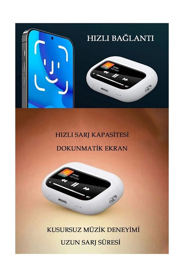 EAR LCD EKRANLI BLUETOOTH KULAKLIK Mikrofon, LCD Ekran  Dokunmatik Sensör, Şarj Kutusu - 5