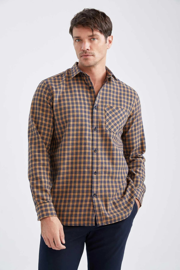 Erkek Regular Fit Flanel Uzun Kollu Gömlek - 5