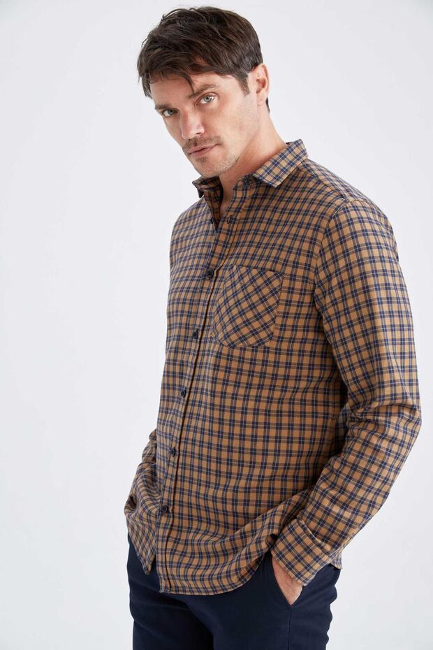 Erkek Regular Fit Flanel Uzun Kollu Gömlek - 7