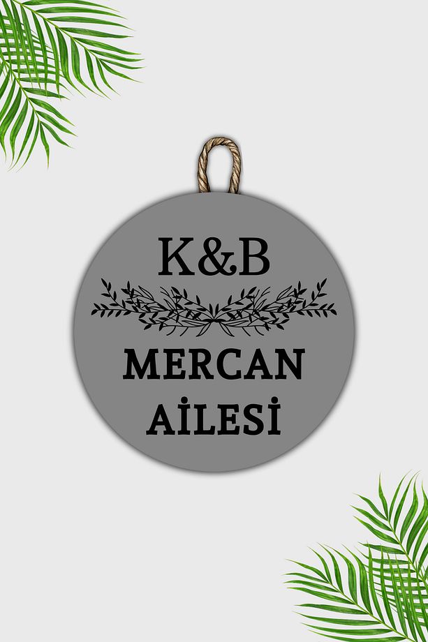 Modern Kapı Süsü - Gri Kişiye Özel Baş harf ve Soyisim Tasarım - Dış Mekan Kapı Süsü - 1