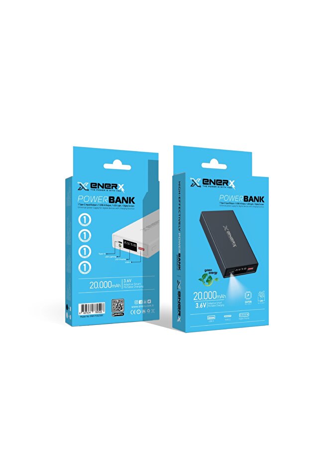 Powerbank 20000 mAh 22.5 Watt Led Göstergeli ENR-P2025DT Siyah - 3