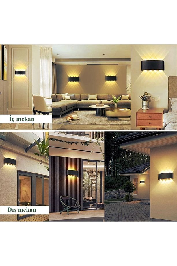 15w Dekoratif Çift Yönlü Aydınlatma 8'li Led Aplik Duvar Lambası Cata Kapri Amber Renk Duvar Apliği - 7