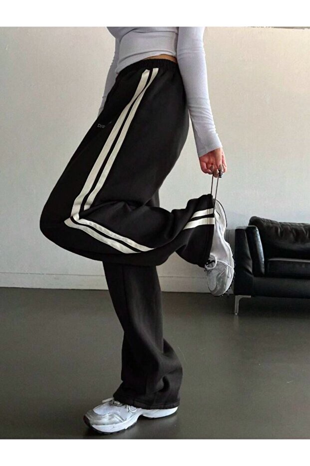 Y2k Siyah Örme Pantolon Eşofman - 1