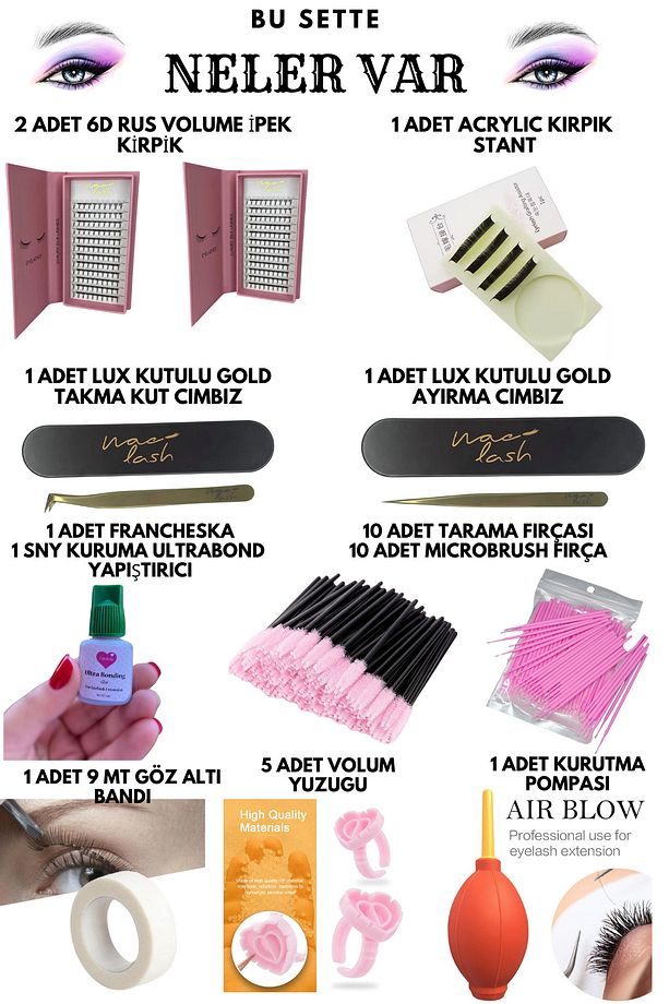 RUS VOLUME 6D İPEK KİRPİK SETİ-EXPRESS HIZLI UYGULAMA LUX SALON SET - 2