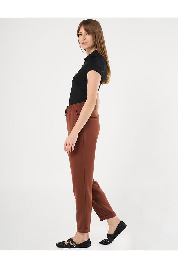 Duble Paça Havuç Kesim Pantolon Kahve - 2