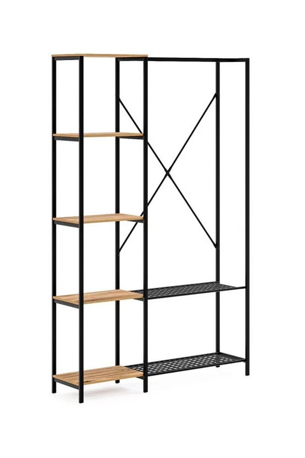 Metal Ayaklı Mdf Raflı Askı Elbise Askısı Çok Amaçlı Dolap Gardrop - 5
