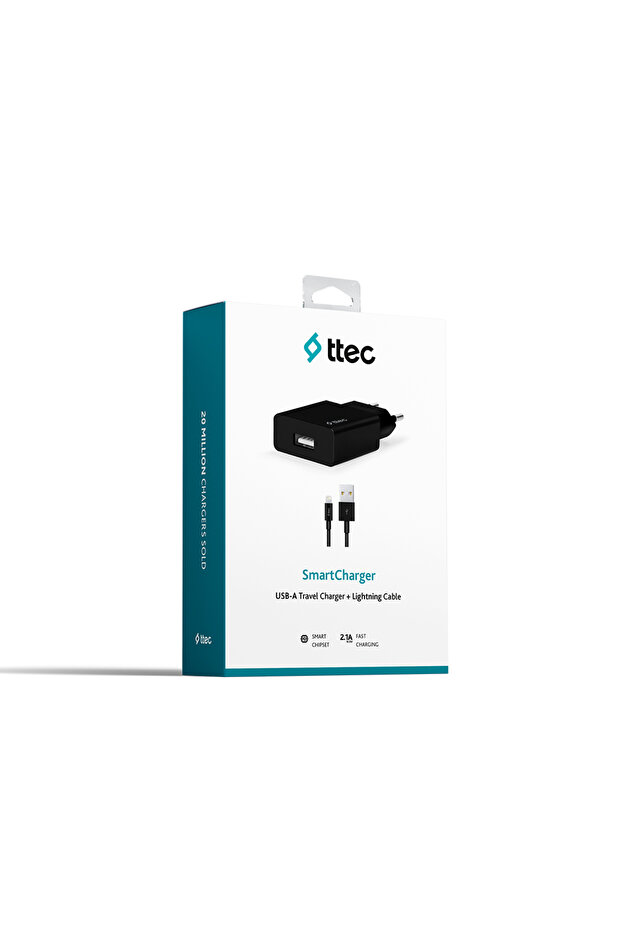 2SCS20LS SmartCharger 2.1A Seyahat Şarj Aleti + Lightning Kablo,Siyah - 1