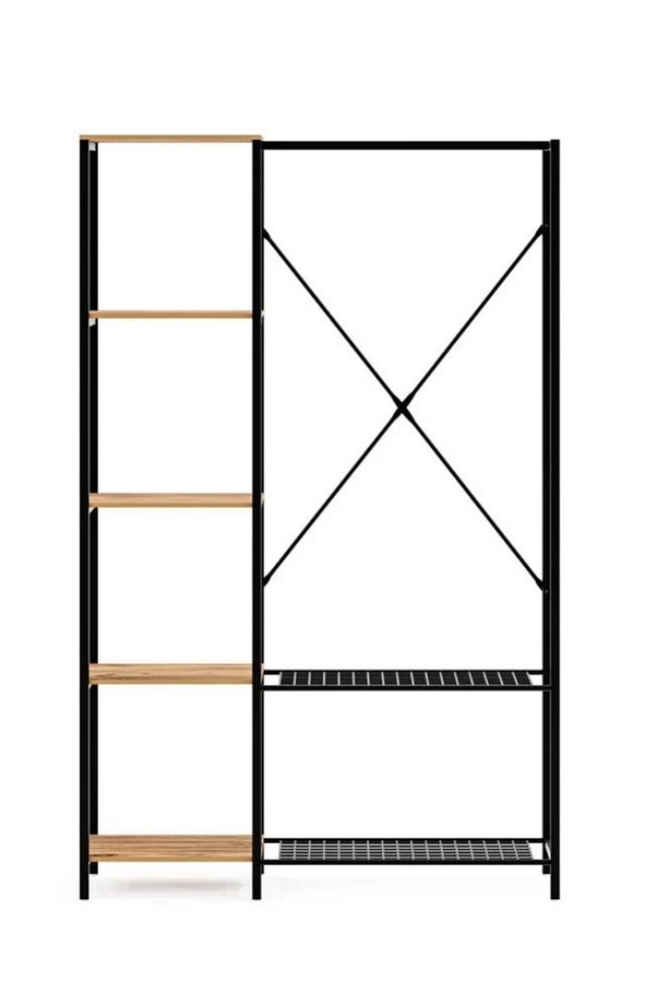 Metal Ayaklı Mdf Raflı Askı Elbise Askısı Çok Amaçlı Dolap Gardrop - 4