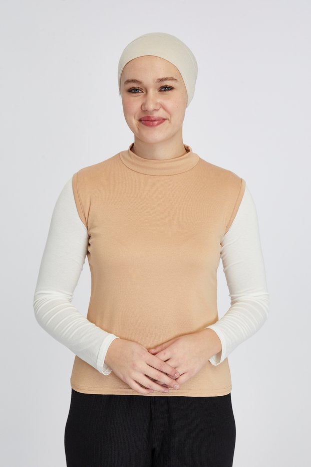 Organic Women's Body - Sleeveless and Turtleneck, Dark Beige