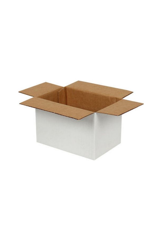 15x10x10 Cm Tek Oluklu Koli Beyaz 10 Adet - 1