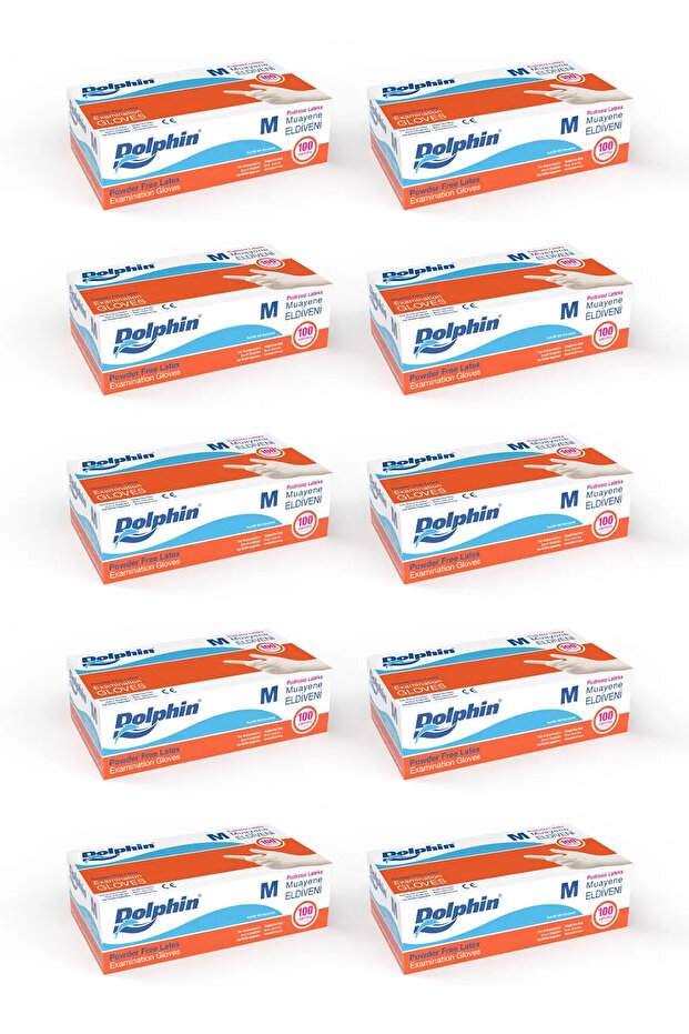 Pack of 100 White Latex Gloves - Powder Free (m) 10 Pcs Mdr