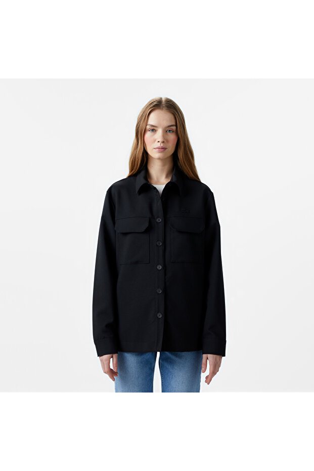 Kadın Regular Fit Siyah Gömlek - 1