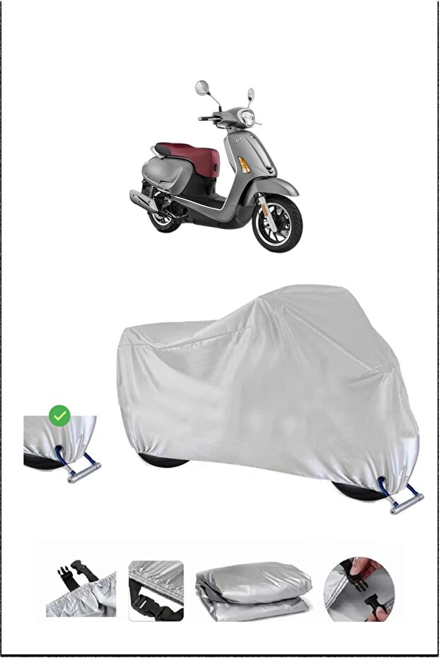 Kymco Like125 Lock Compatible Waterproof Durable Motorcycle Tarpaulin-Gray