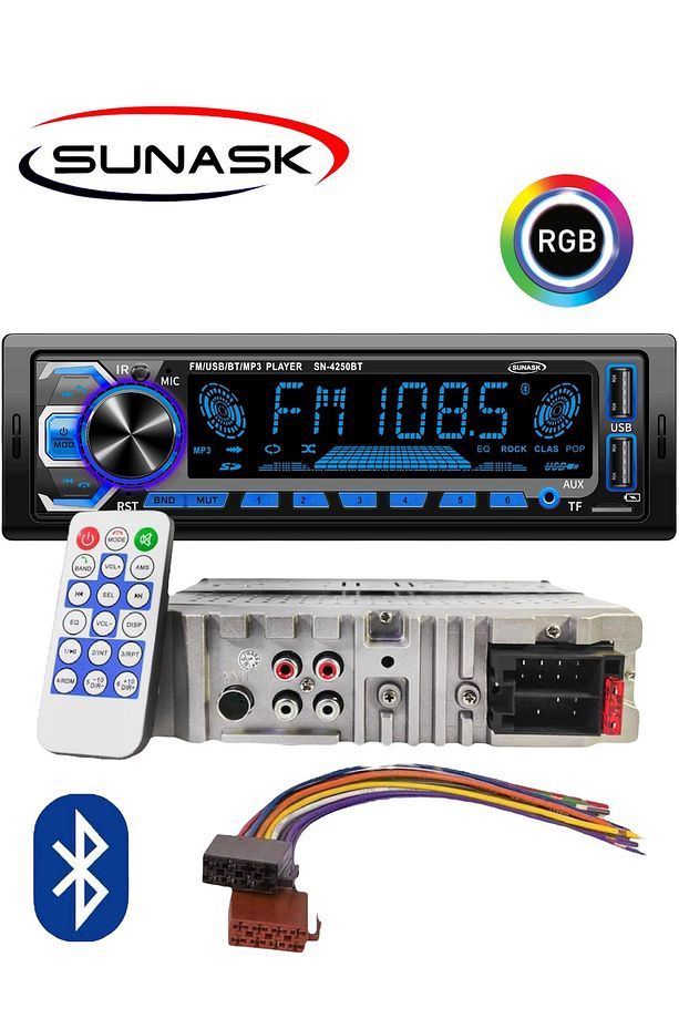 Sn-4250bt Oto Teyp Çift Usb Bluetooth Aux Sd Kart Amfi Çıkışlı Kumandalı - 2