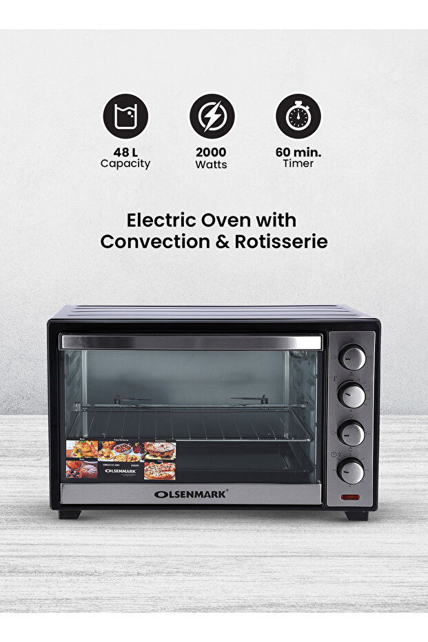 OMO2141,2000W Electric Oven with Convection & Rotisserie, 48L