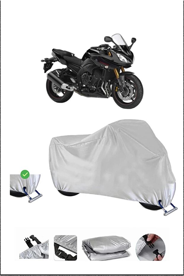 Yamaha Fazer8 Lock Compatible Waterproof Durable Motorcycle Tarpaulin-Gray