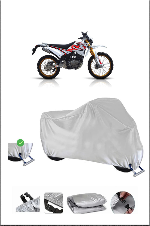 Rks RK200-R قفل متوافق مع الماء ومتين للدراجات النارية - رمادي