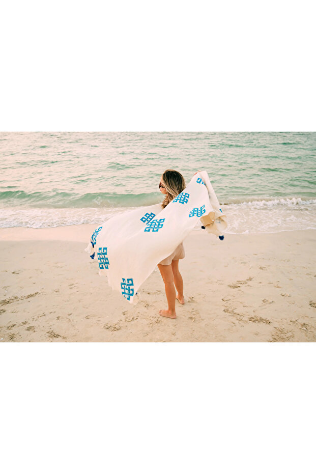 COTTON BEACH TOWEL -INFINITY BLUE