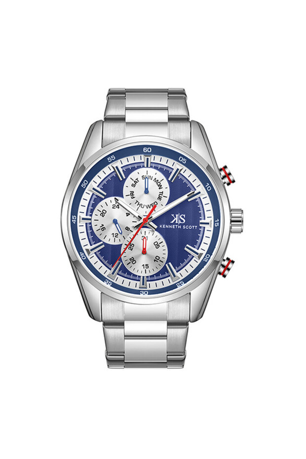 Kenneth Scott K24117-SBSN Men Analog Display Watch & Stainless Steel Strap Silver