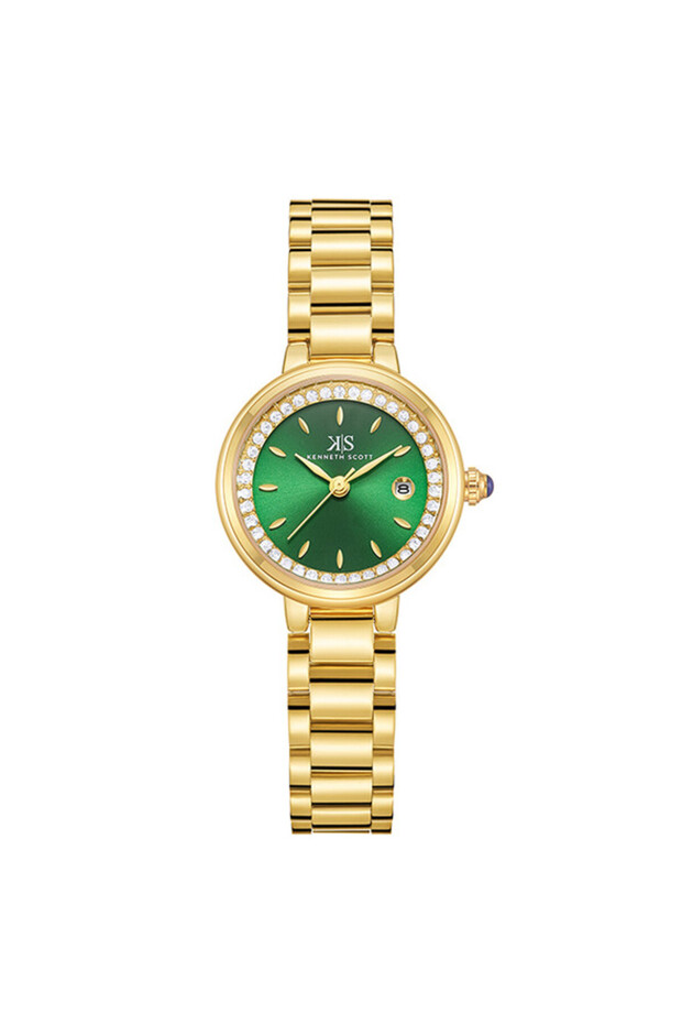 Kenneth Scott K23542-GBGG Women Analog Display Watch & Stainless Steel Strap Gold