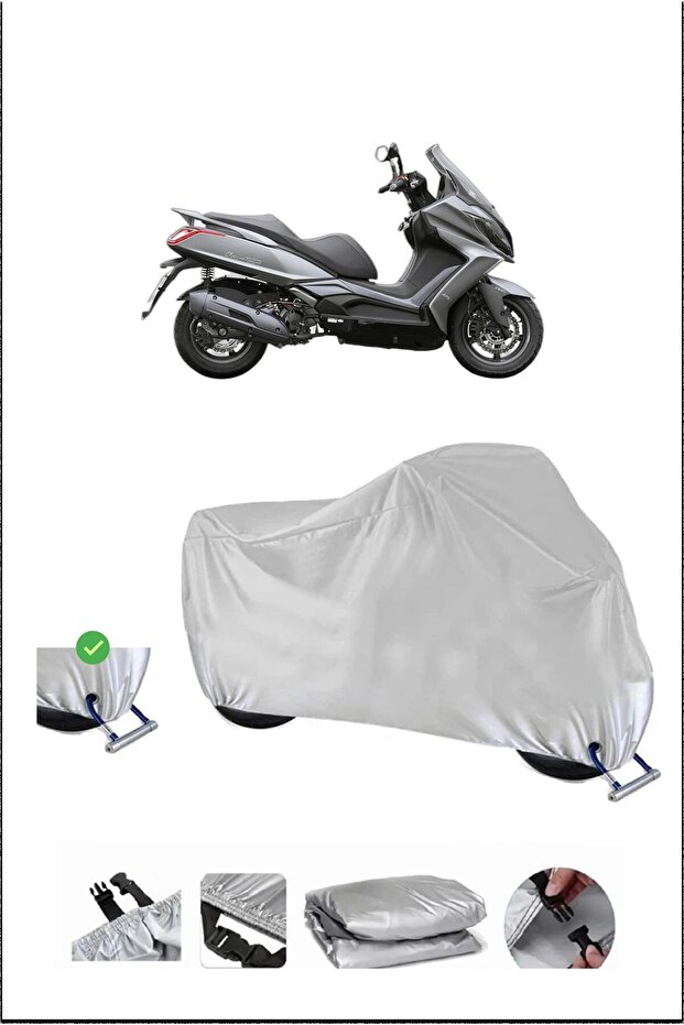 قفل Kymco DOWNTOWN125I متوافق مع غطاء دراجة نارية مقاوم للماء ومتين - رمادي