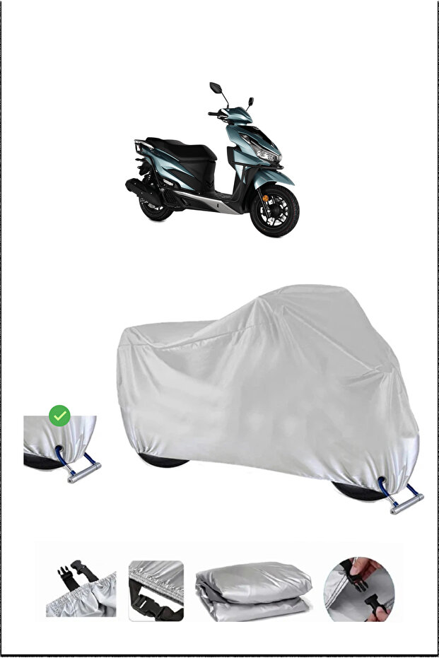 Rks Vrs125 Lock Compatible Waterproof Durable Motorcycle Canvas-Gray
