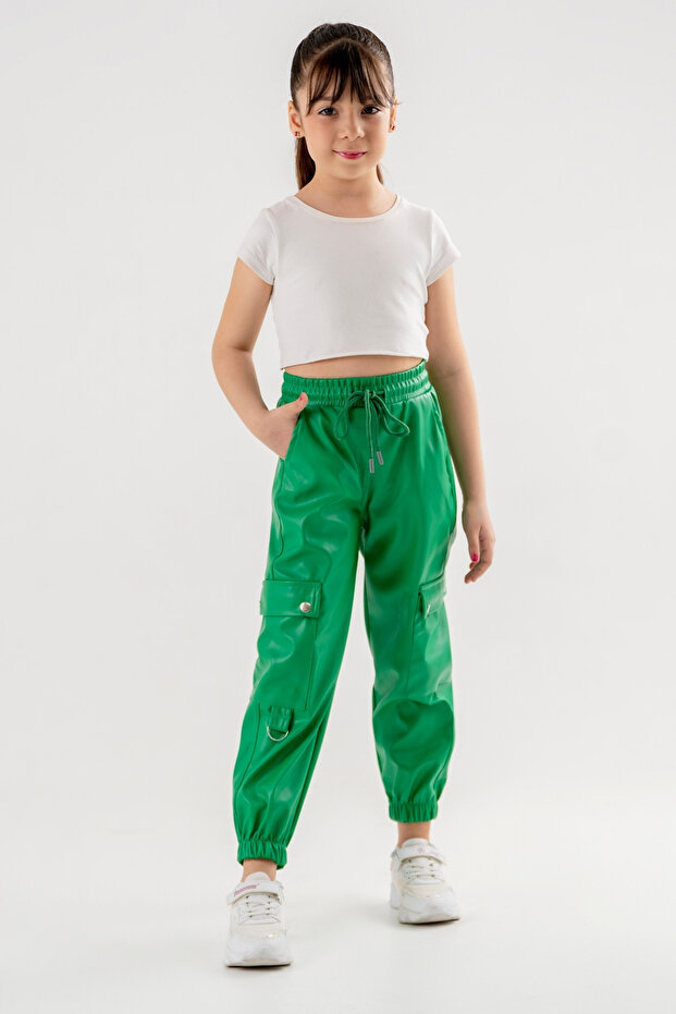 Girl's Leather Pants with Elastic Cuffs 2533