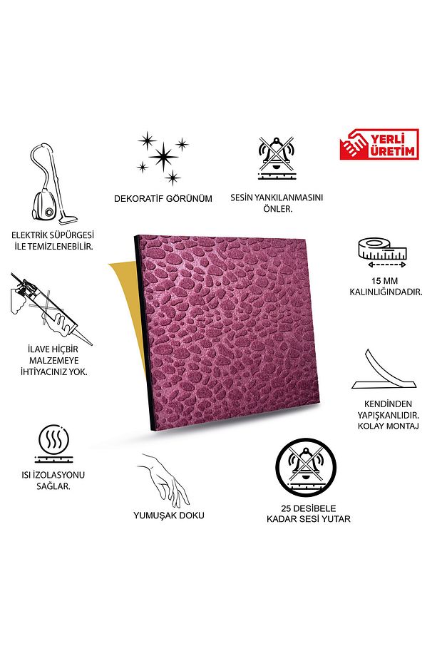 Embos Keçe Ses Ve Isı Yalıtım Paneli - 30 Adet/5 M² - 2