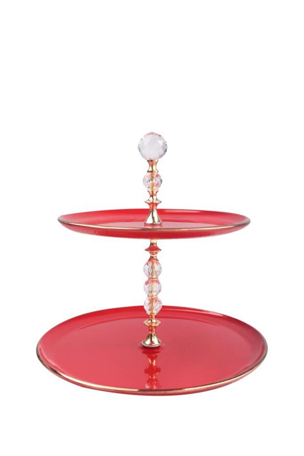 Solıd Kırmızı Rosegold Katlı Ikramlık - 1