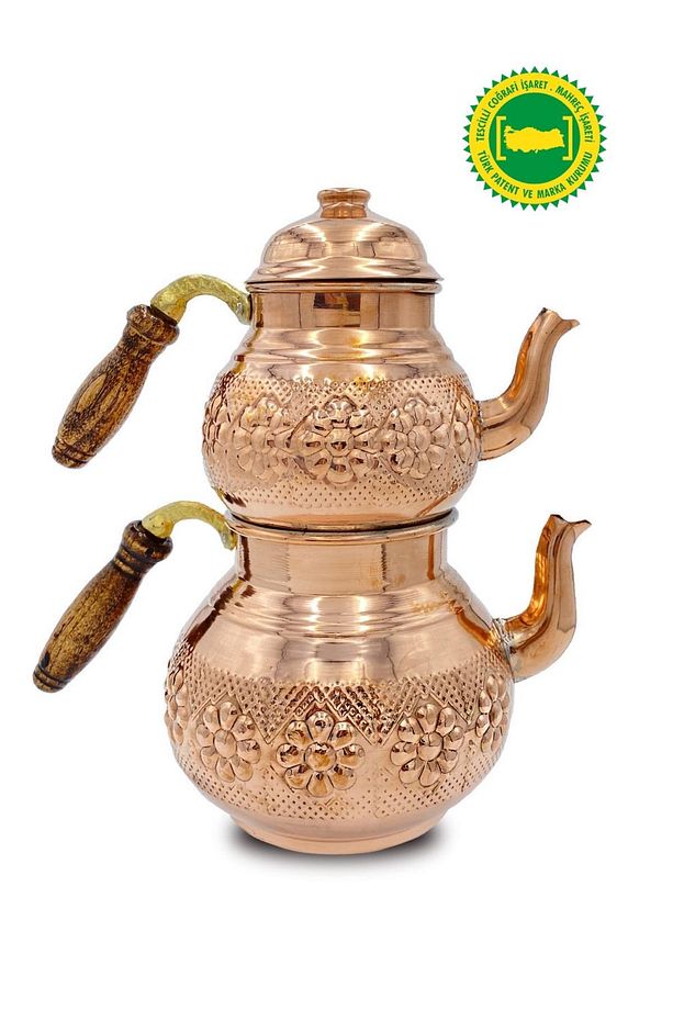 BAKIR BÜYÜK PAPATYA DESENLİ ÇAYDANLIK - 1