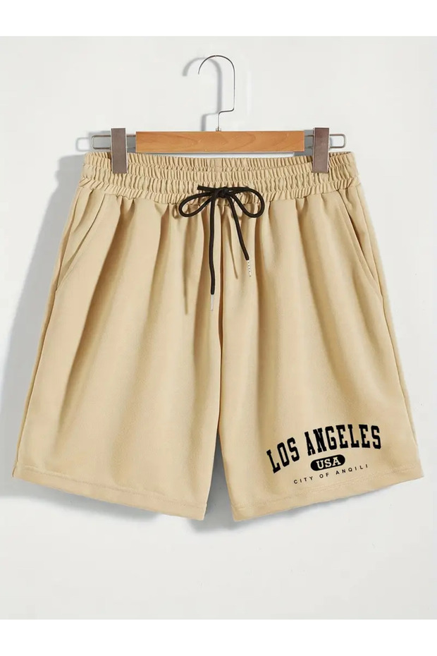 Erkek Los Angeles Baskılı Renkli Basic Şort - 3
