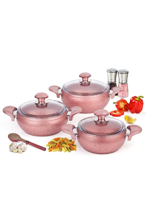 Granit Güveç Seti 3 Lü 6 Parça Rose Gold K521 - 3