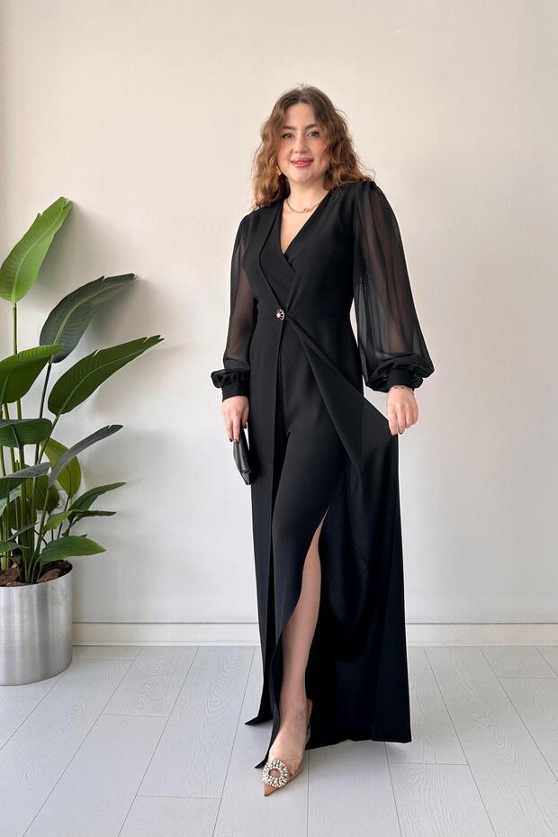 Buttoned design jumpsuit black - 2