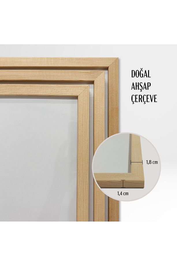 Tekli Ahşap Çerçeveli Tablo Tek Parça Poster Tablo TK/1413 - 7