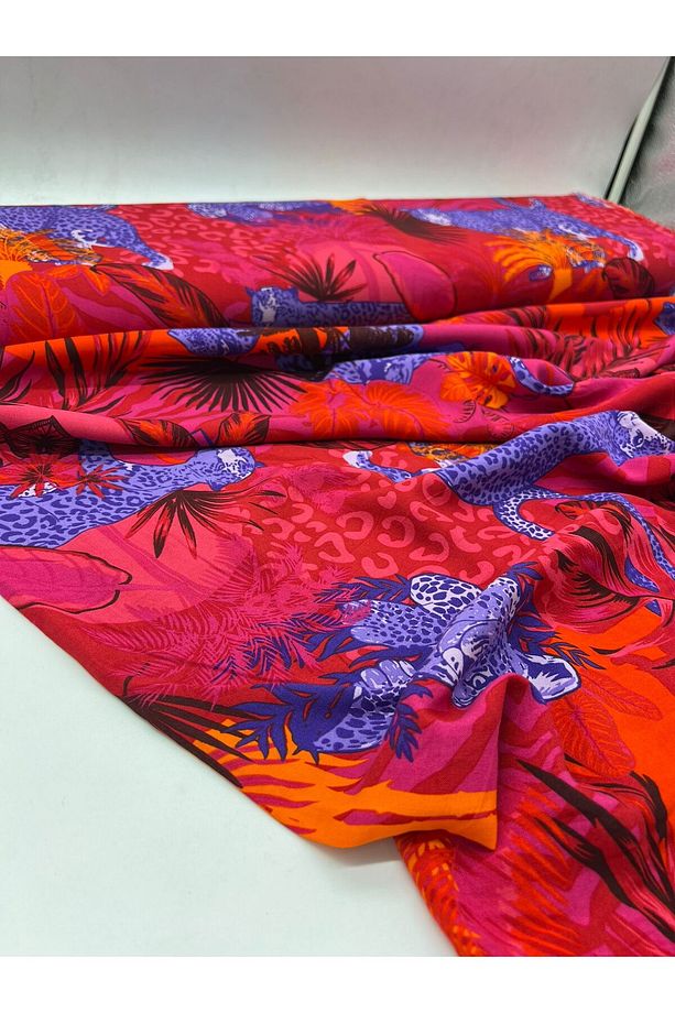 Kaplan Desen Viskon Kumaş Eni150cm Elbise Gömlek Tunik vb Polyester İçermez,İç Göstermez ,Dökümlüdür - 2
