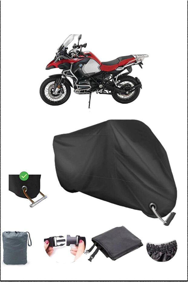 Black Bmw R1200Gsadventure Durable Lock Compatible Waterproof Motorcycle Tarpaulin
