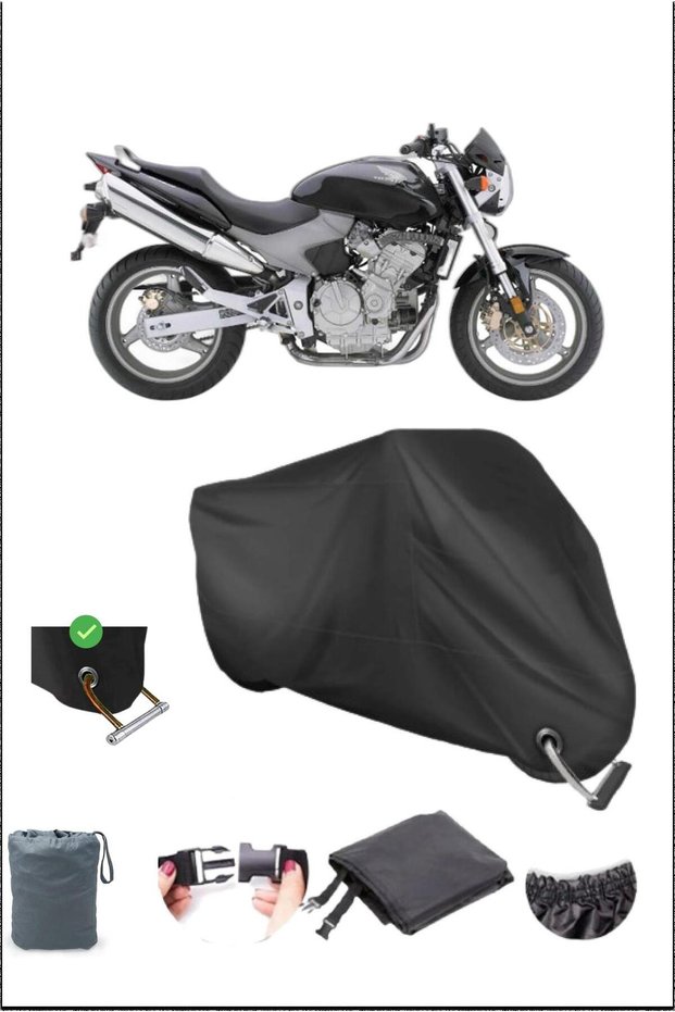 Black Honda Cb600Fhornet Durable Lock Compatible Waterproof Motorcycle Tarpaulin