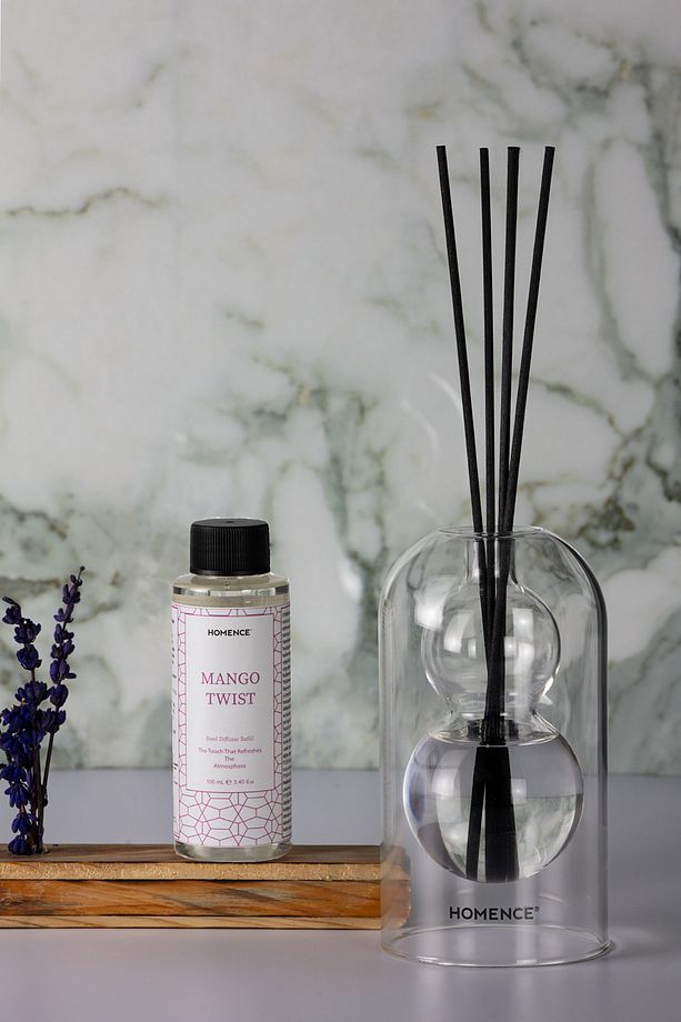Mango Twist Bambu Çubuklu Dekoratif Cam Oda Kokusu – Mango, Bergamot, Greyfurt, Limon 100ml Refill - 7