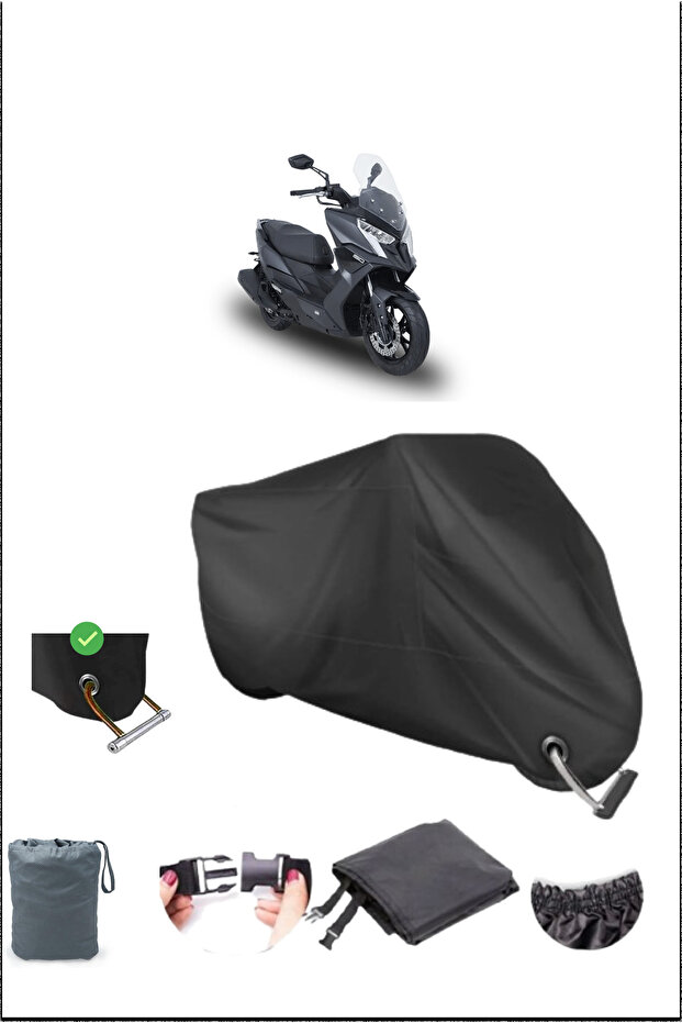 قماش القنب الأسود Kymco Dınkr150 المتين المتوافق مع قفل الدراجة النارية المقاوم للماء