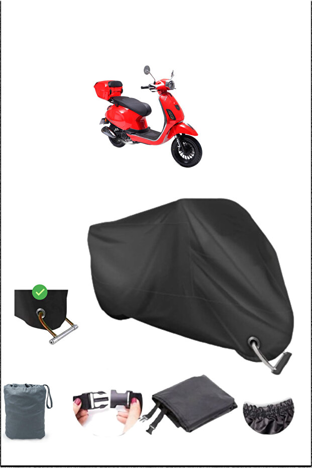 Black Rks Azure50 Durable Lock Compatible Waterproof Motorcycle Tarpaulin