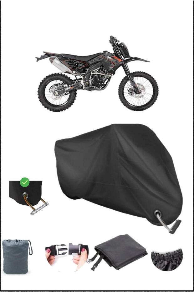 Black Asian Rx250Cross Durable Lock Compatible Waterproof Motorcycle Tarpaulin