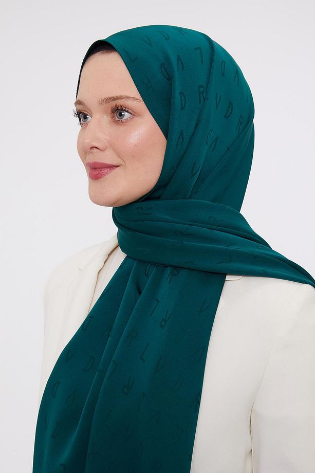 Yeşil LVD Baskılı Jakarlı Şal - 1