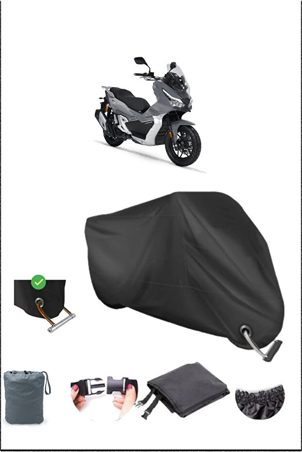 Black Rks Freccıa125 Durable Lock Compatible Waterproof Motorcycle Tarpaulin
