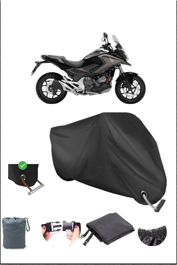 قماش القنب للدراجات النارية المقاوم للماء متوافق مع قفل متين من Honda Nc750s باللون الأسود